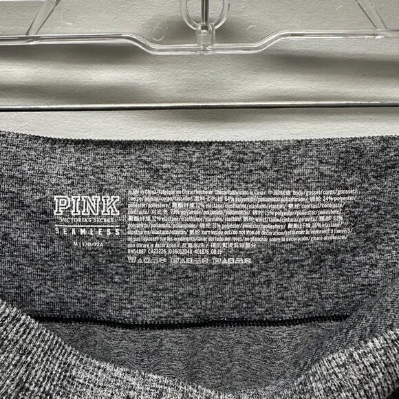 Victoria's Secret PINK High Waisted Seamless Yoga Leggings Gray Black Sz Medium - Picture 7 of 8